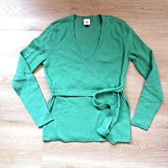Cabi Wrap Belted Cocktail Cardigan Spearmint Green Sz M Preppy Ballerina Cottage - Picture 3 of 14
